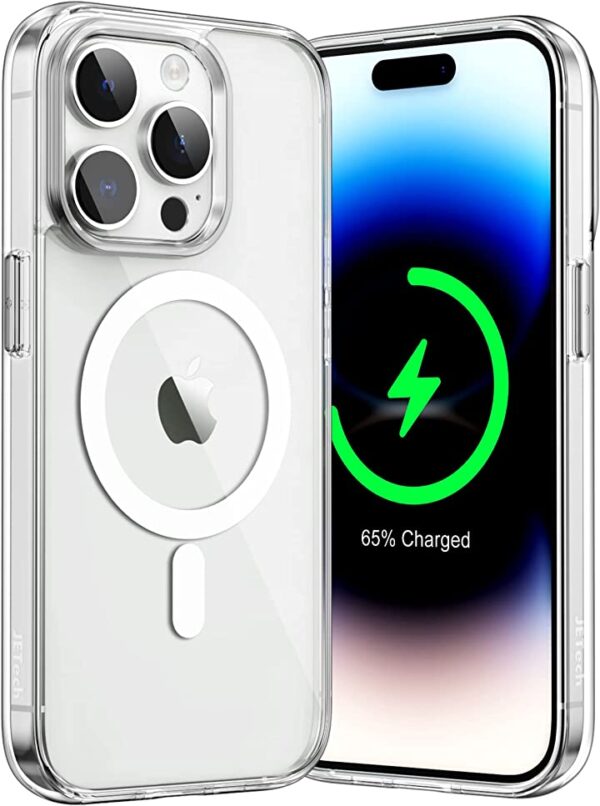 جراب JETech مغناطيسي لهاتف iPhone 14 Pro 6.1 بوصة متوافق مع الشحن اللاسلكي MagSafe ، غطاء ممتص للصدمات للهاتف مضاد للخدش، ظهر شفاف (شفاف) احمِ هاتفك iPhone 14 Pro 6.1 بوصة بجراب JETech المغناطيسي الذي يدعم الشحن اللاسلكي MagSafe، مع ظهر شفاف وممتص للصدمات لحماية هاتفك من الخدوش.