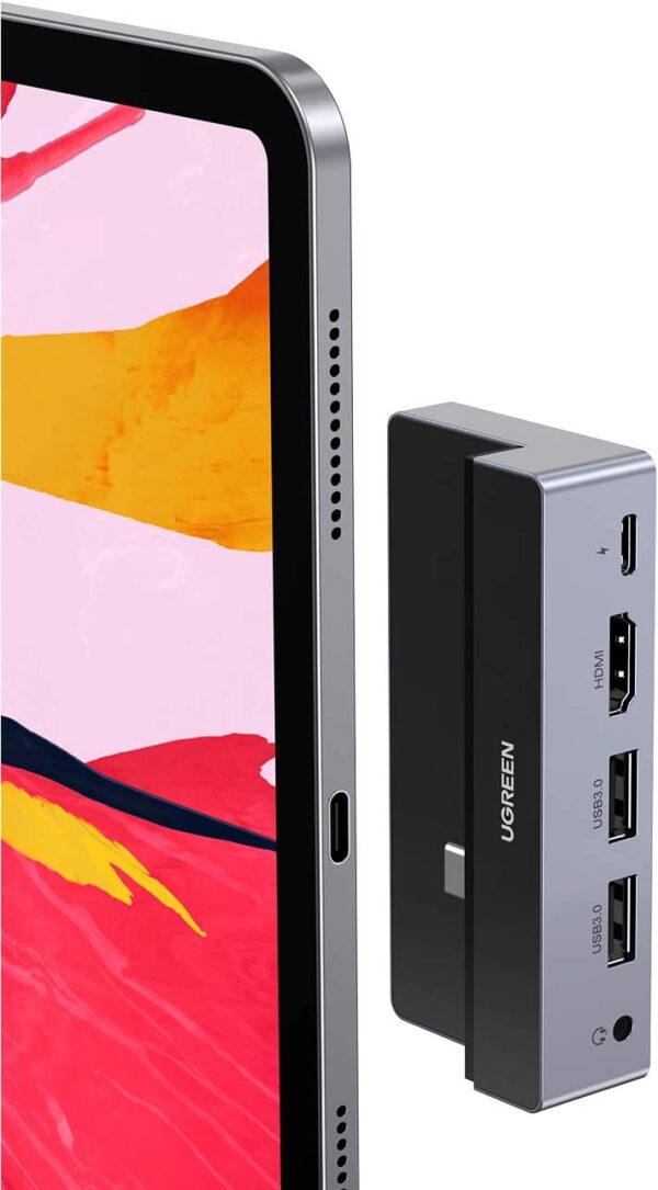 موزع USB-C من يوجرين 5×1 لجهاز ايباد برو/ايباد ميني 6، محول USB-C إلى HDMI، ملحقات ايباد مع 4 كيه HDMI وUSB 3.0، شحن موصل الكهرباء بطاقة 100 واط، مقبس صوت 3.5 ملم احصل على موزع USB-C من يوجرين 5×1 لجهاز ايباد برو/ايباد ميني 6، مع محول USB-C إلى HDMI وملحقات ايباد مثل 4 كيه HDMI وUSB 3.0 وشحن بطاقة 100 واط ومقبس صوت 3.5 ملم.