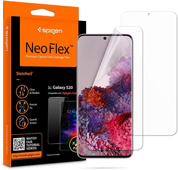 واقي شاشة NeoFlex من Spigen مصمم لهاتف Samsung Galaxy S20 / S20 5G (2020) [2 حزمة] - مناسب للحقيبة احصل على واقي شاشة NeoFlex المصمم خصيصًا لهاتف Samsung Galaxy S20 / S20 5G (2020) من Spigen، بحزمة تحتوي على 2 واقي شاشة، وأضفه إلى حقيبتك الآن.