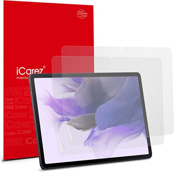 iCarez Anti-Glare Matte Screen Protector for Samsung Galaxy Tab S8 Plus / S7 Plus 12.4-inches, 2-Pack حماية شاشة سامسونج جالكسي تاب إس 8 بلس / إس 7 بلس 12.4 إنش بطبقة مضادة للتوهج والخدوش، حزمة من اثنين. iCarez